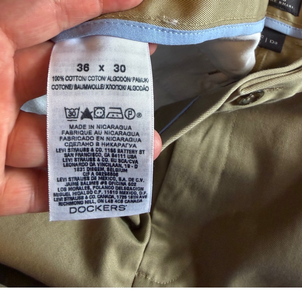 Dockers Signature Khaki D3 Classic Fit Pleated Pants Men 36x30 Dark Khaki Cotton - Picture 6 of 11